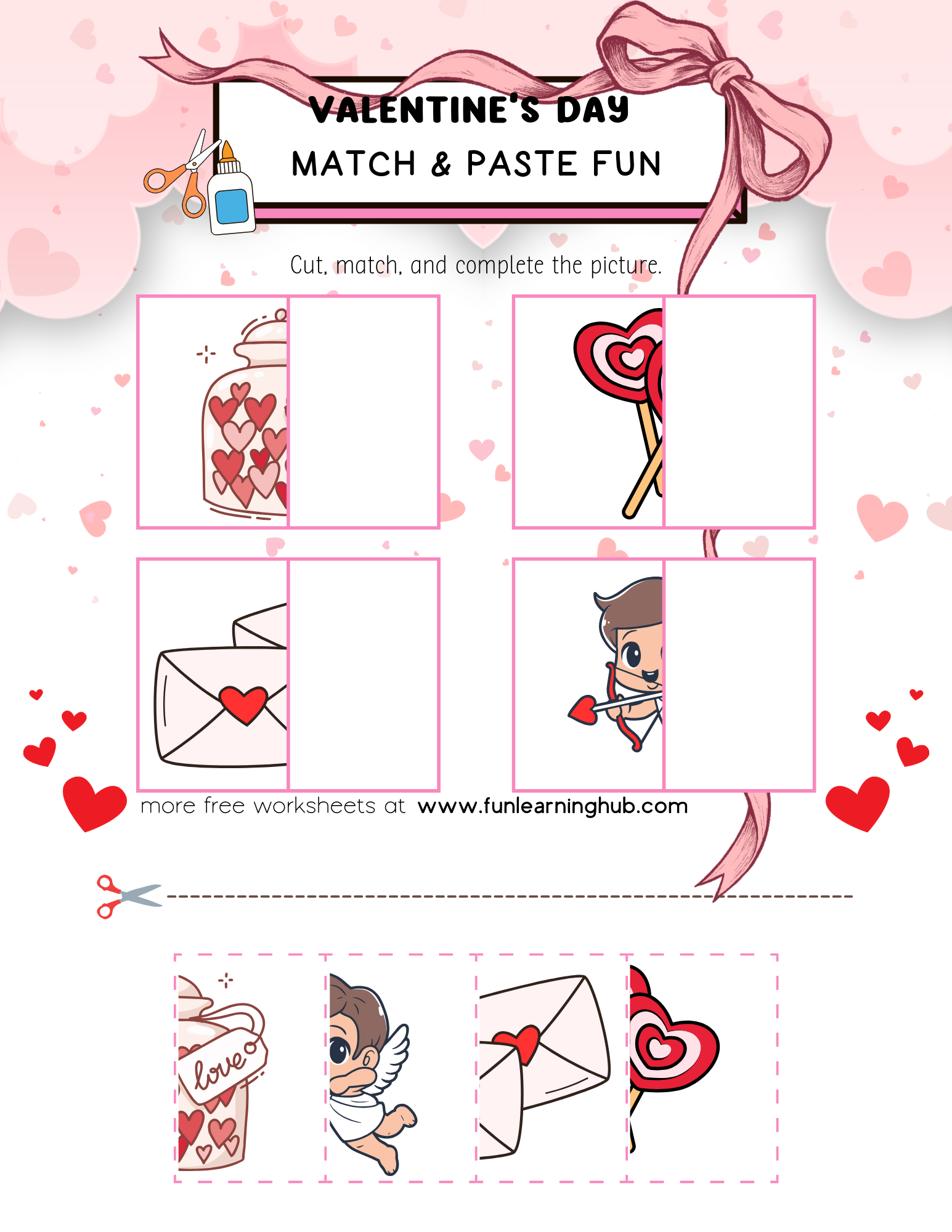 Valentine's Day Cut and Paste Worksheets