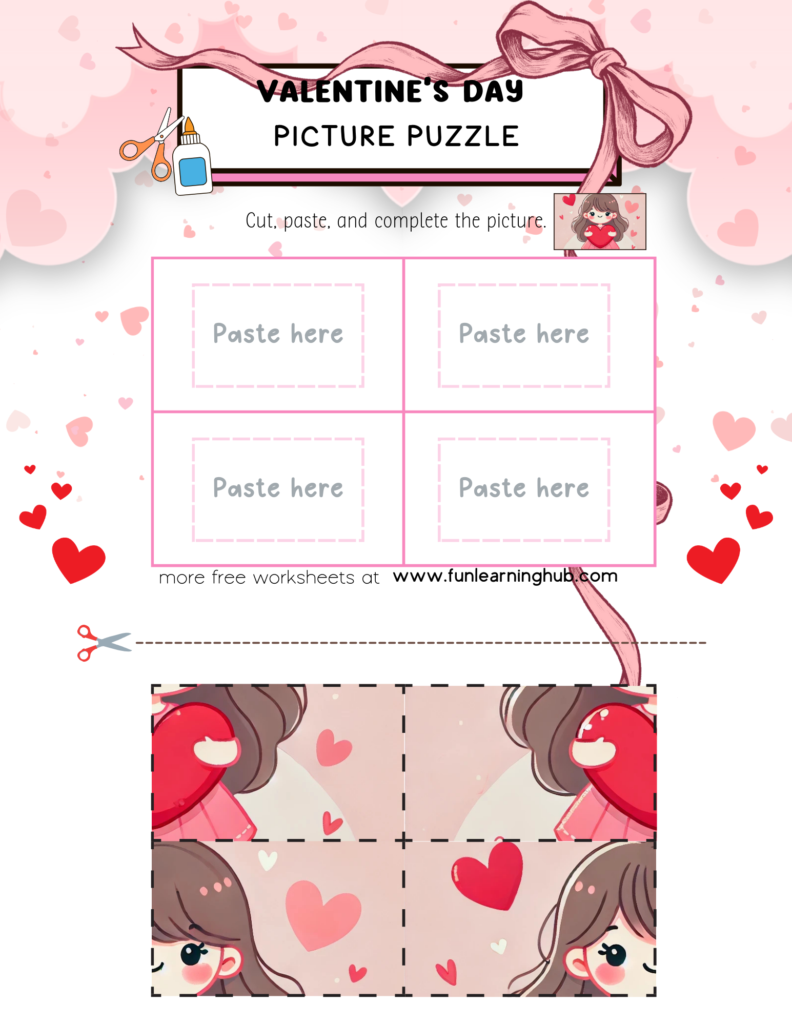 Valentine's Day Cut and Paste Worksheets