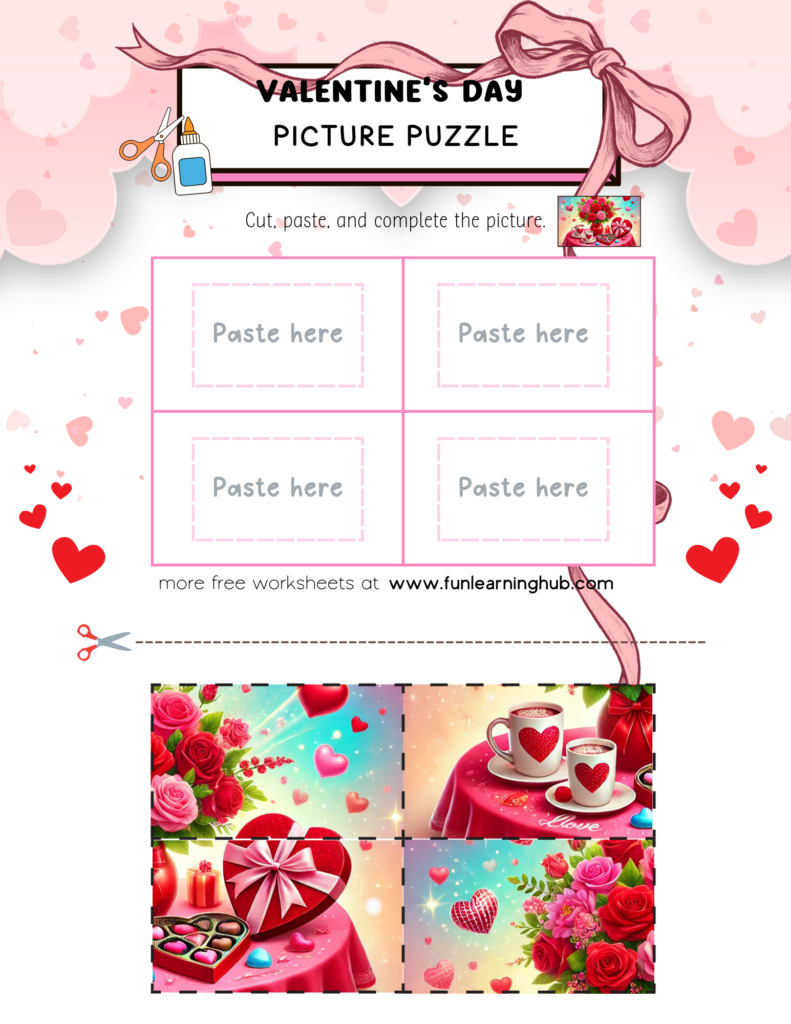 Valentine’s Day Counting Match Worksheet V2 14 Valentine’s Day Picture Puzzle Worksheet V3