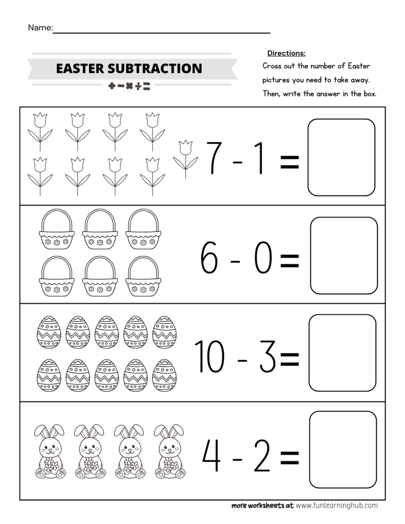 Easter Subtraction Worksheet