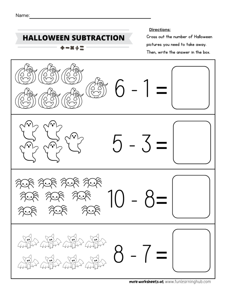 Halloween Subtraction Worksheet