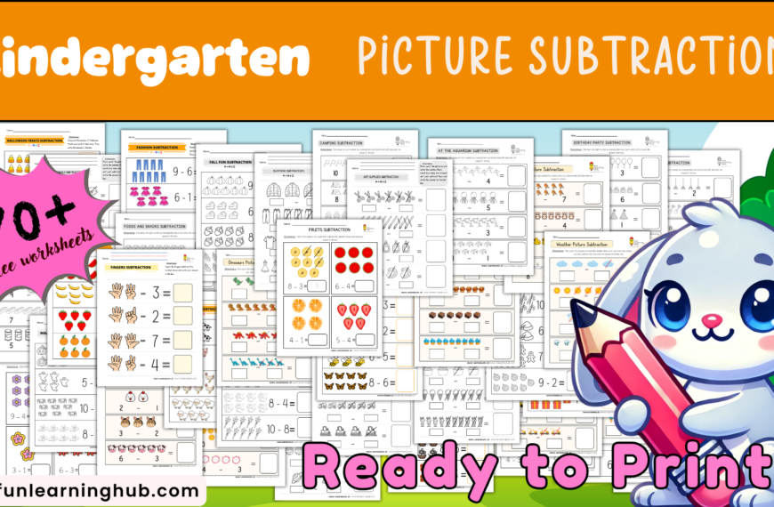 Download free worksheets for kids and printable 17 Pictorial Subtraction Worksheets