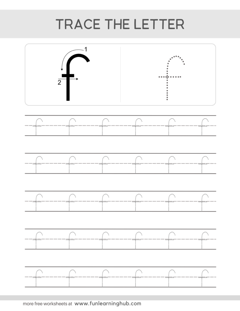 Lowercase Letter f Tracing Worksheet – Free Printable PDF