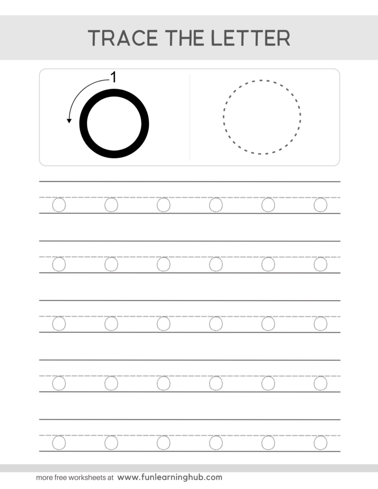 Lowercase Letter o Tracing Worksheet