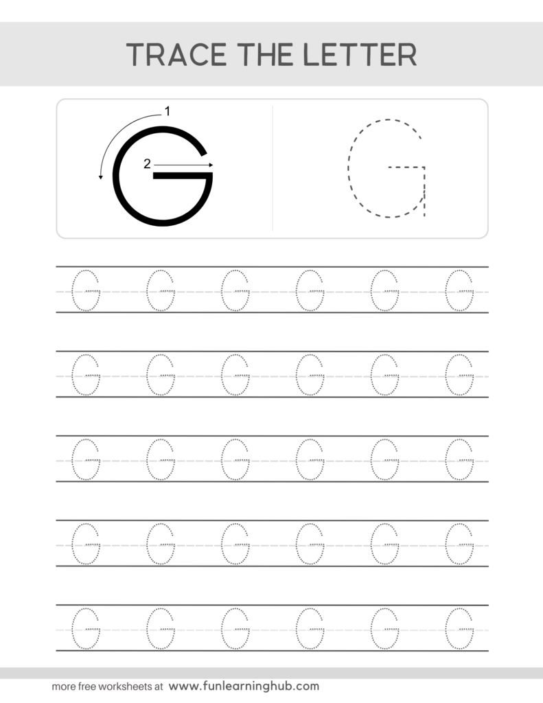 Letter G Tracing Worksheet – Free Uppercase Printable