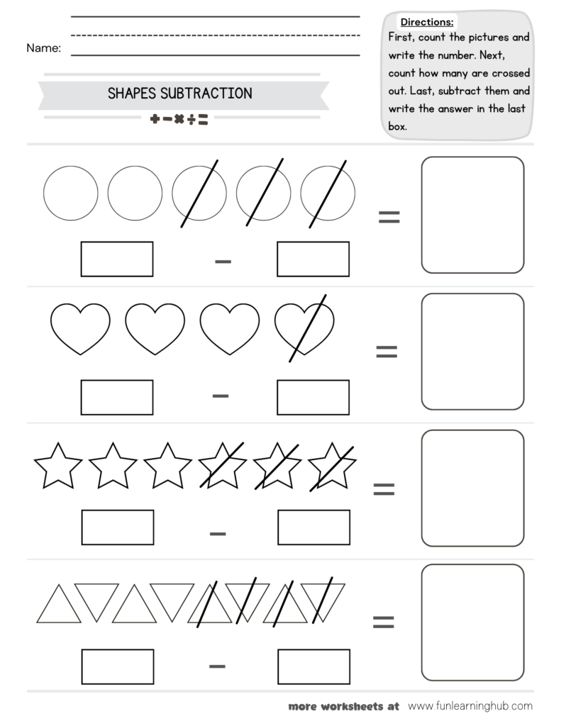 Shapes Subtraction Worksheet
