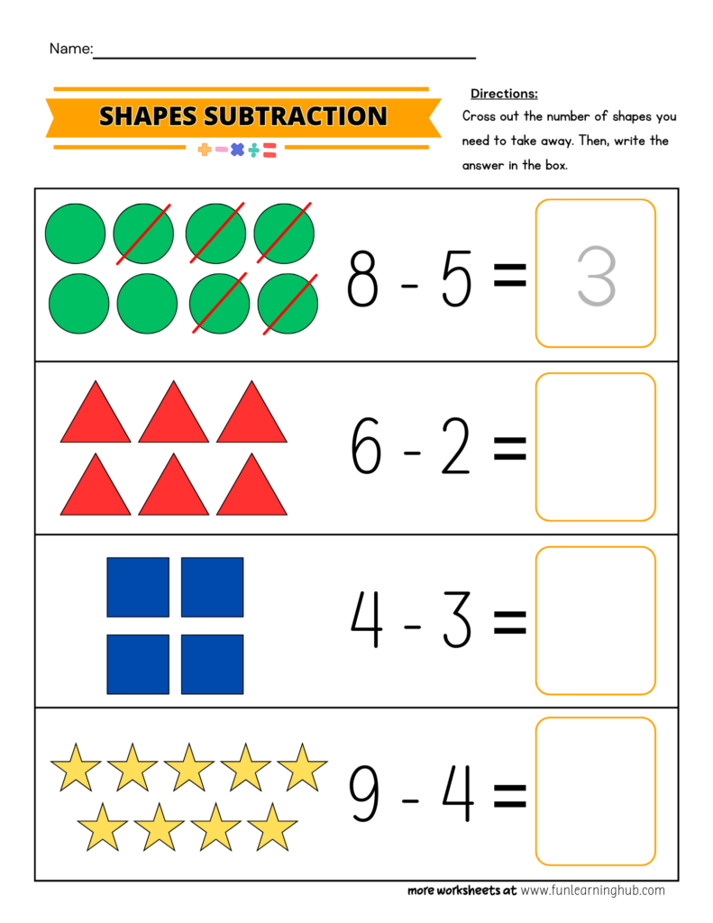 Shapes Subtraction Worksheet