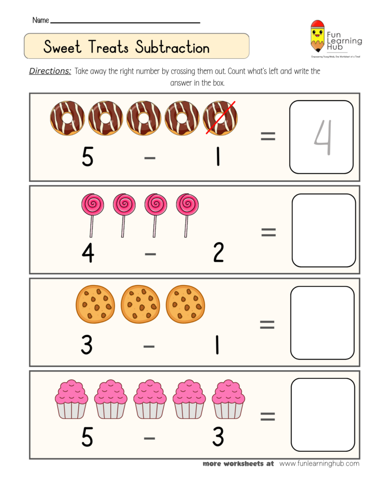 Sweet Treats Subtraction Worksheet