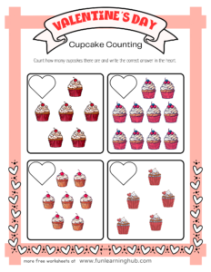Valentine’s Day Cupcake Counting Worksheet