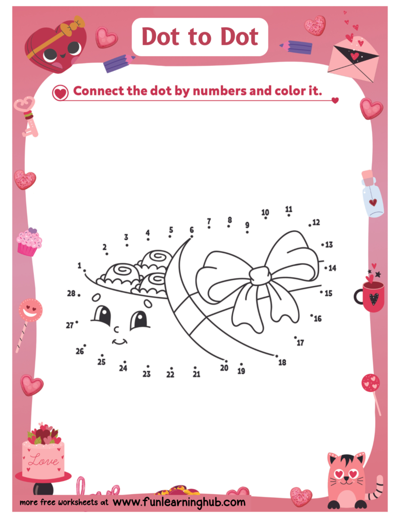 Valentine’s Day Dot to Dot Box of Chocolates Printable