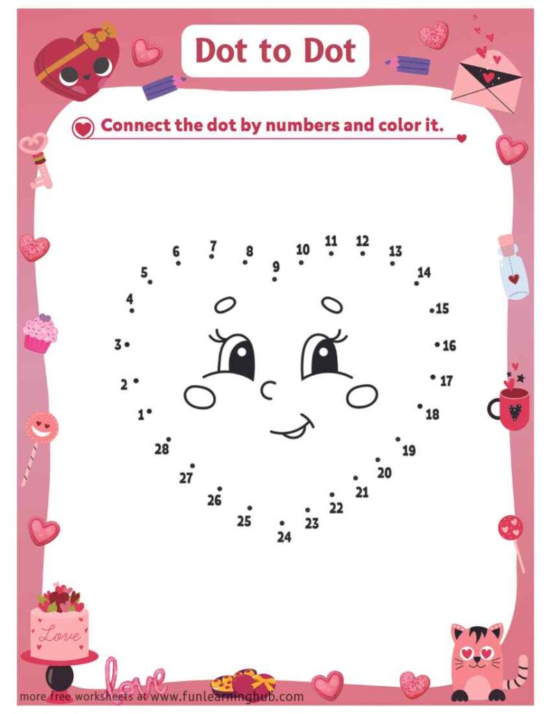 Valentine's Day Dot to Dot Mug Printable 14 Valentine’s Day Dot to Dot Heart Printable