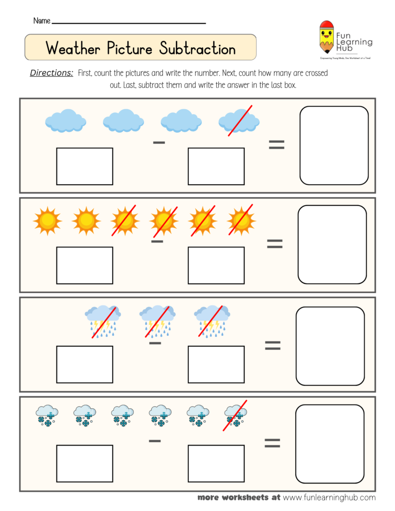 Weather Subtraction Worksheet