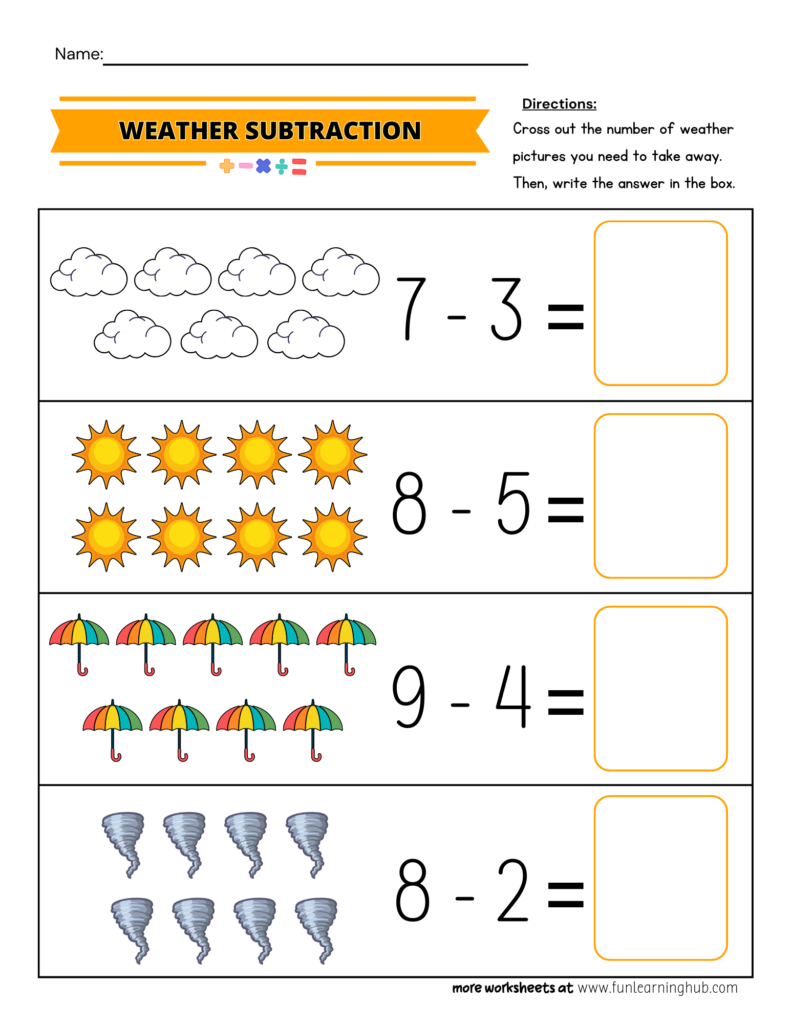Weather Subtraction Worksheet