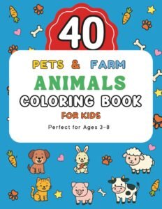 pets & farm animals coloring book cover