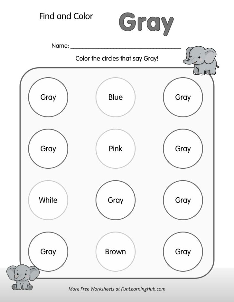 Find and Color Gray Worksheet