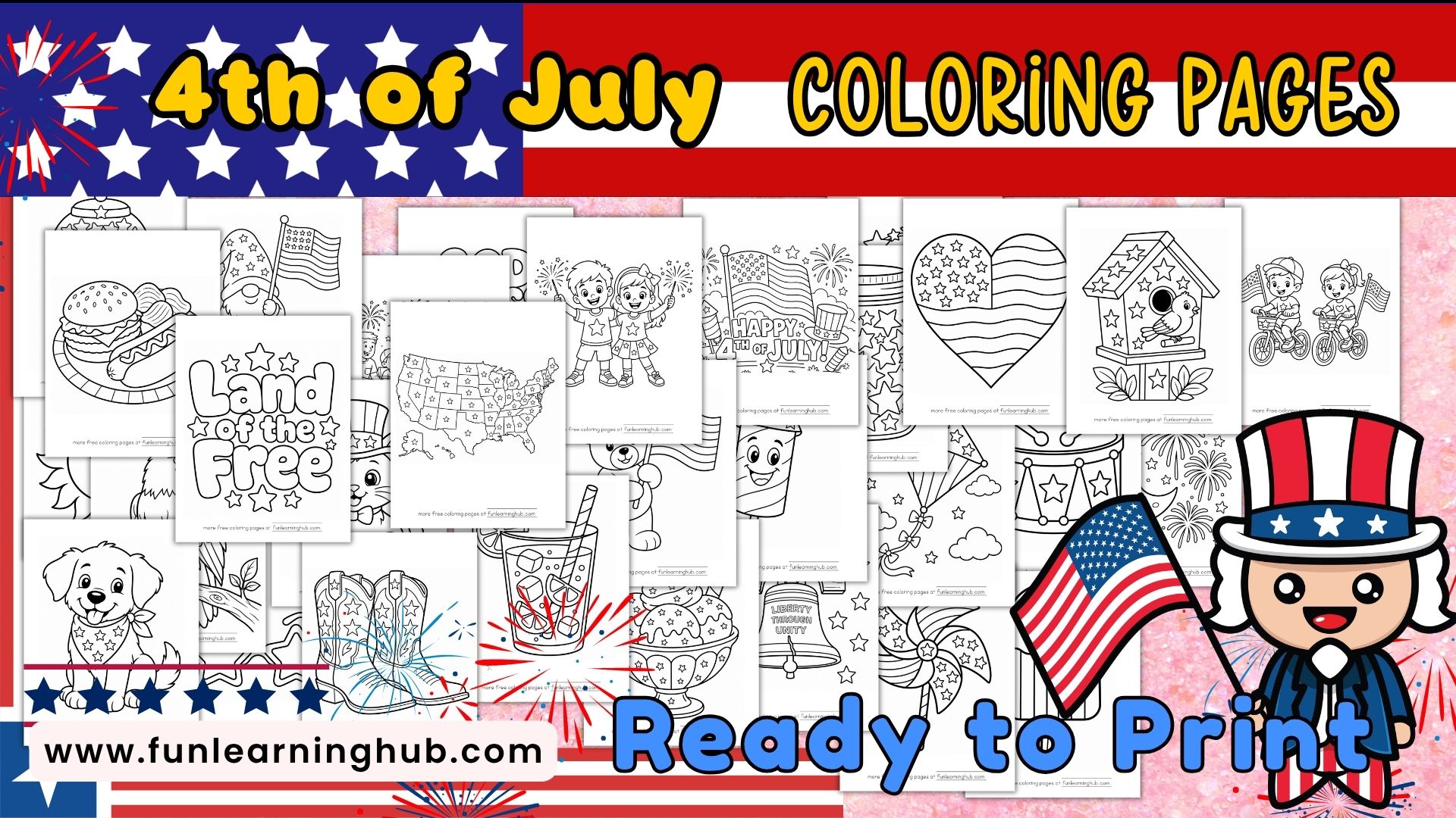4th of July coloring pages cover png