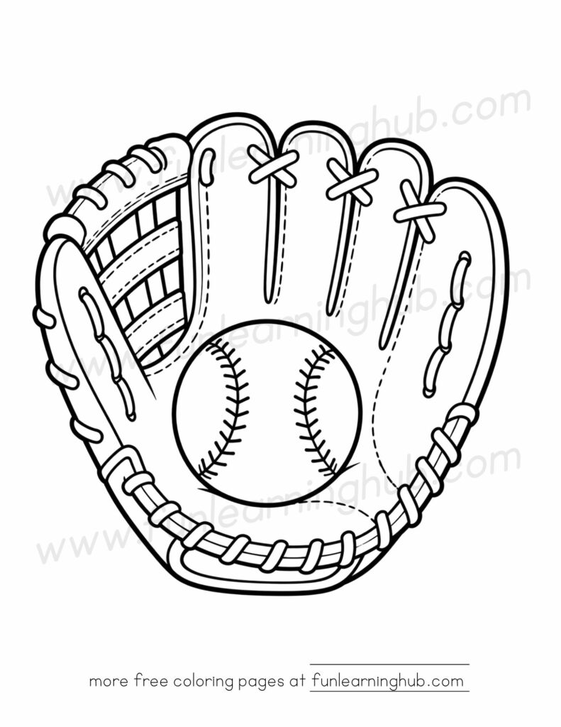father's day Baseball glove and ball for Dad coloring pages