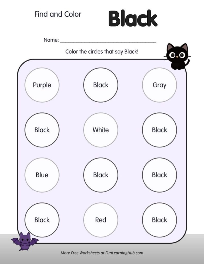 Find and Color Black Worksheet
