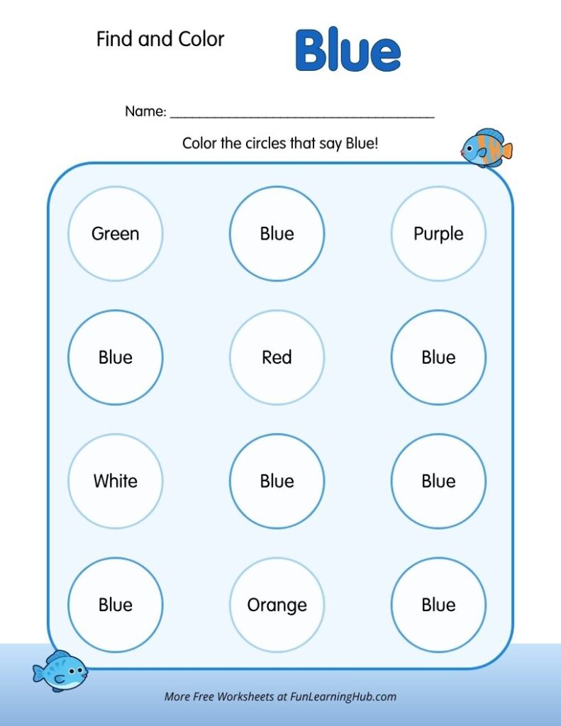 Find and Color Blue Worksheet
