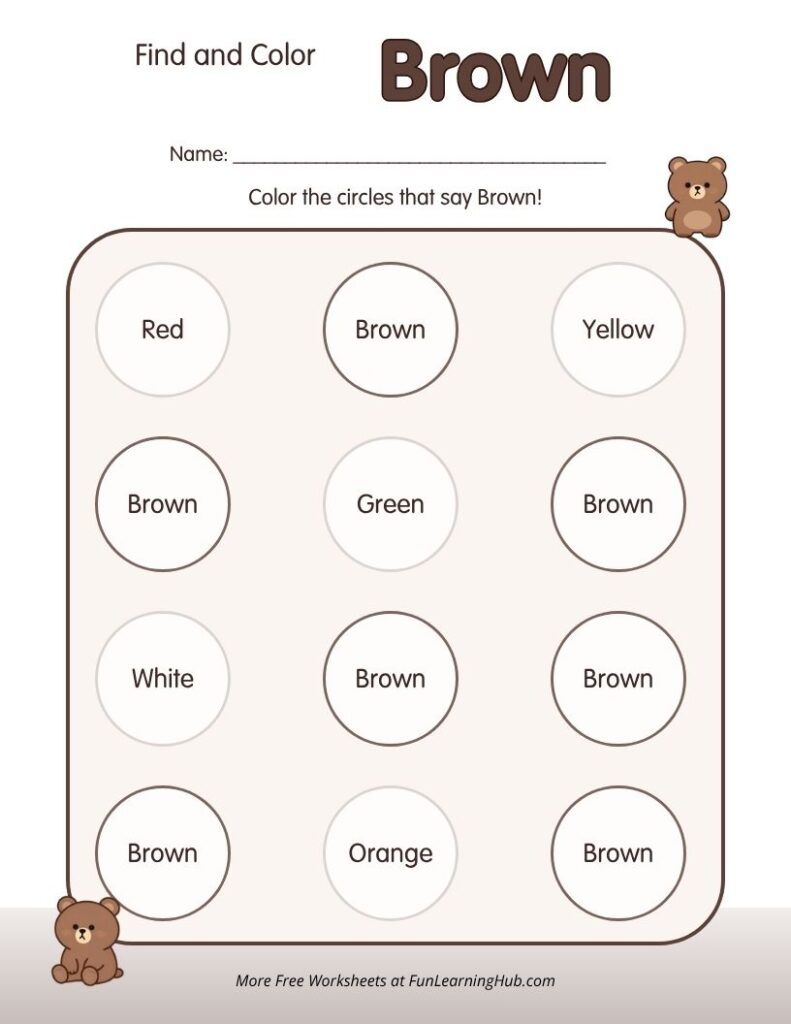Find and Color Brown Worksheet