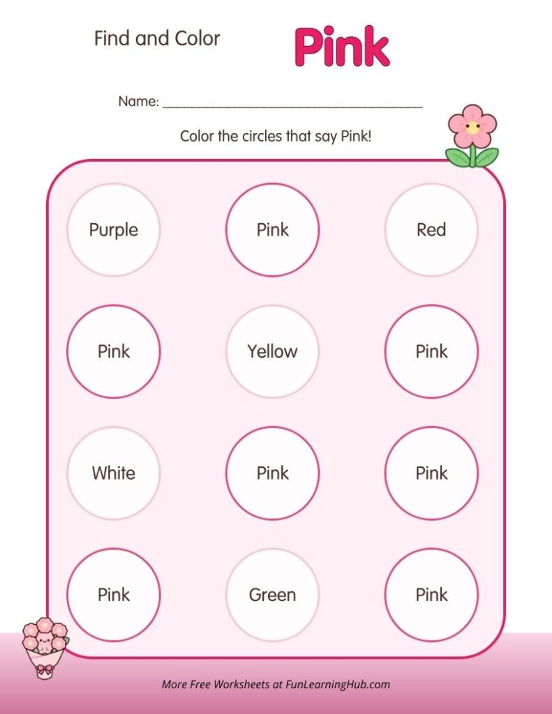 Find and Color Pink Worksheet