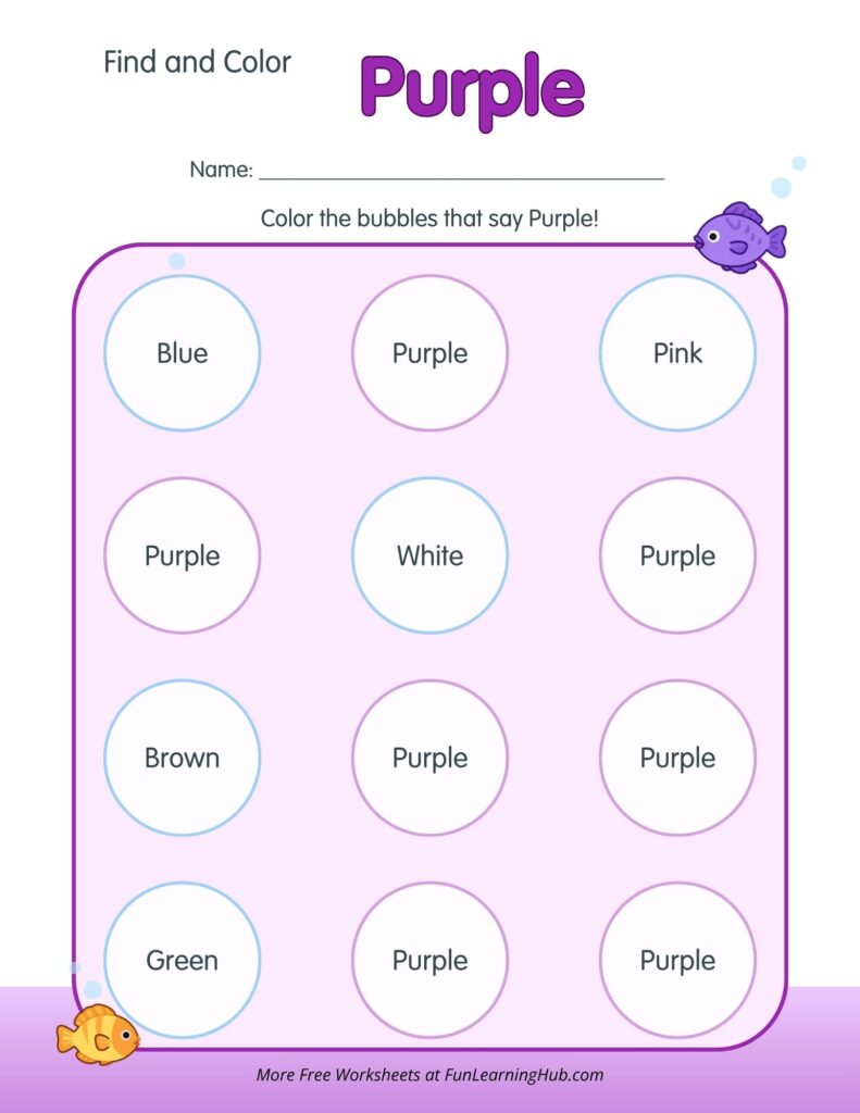 Find and Color Purple Worksheet