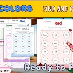 Find and Color Colors Worksheets