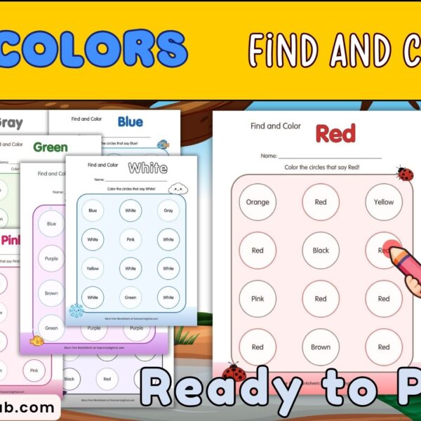 Free Find and Color Colors Worksheets for Preschool and Kindergarten