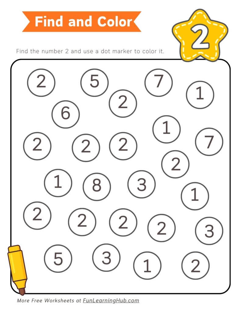 Number 2 Dot Marker Worksheet