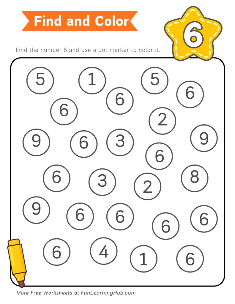 Number 6 Dot Marker Worksheet
