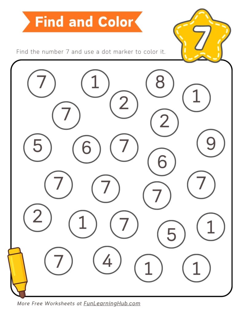 Number 7 Dot Marker Worksheet
