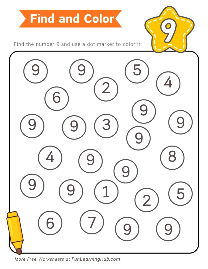 Number 9 Dot Marker Worksheet