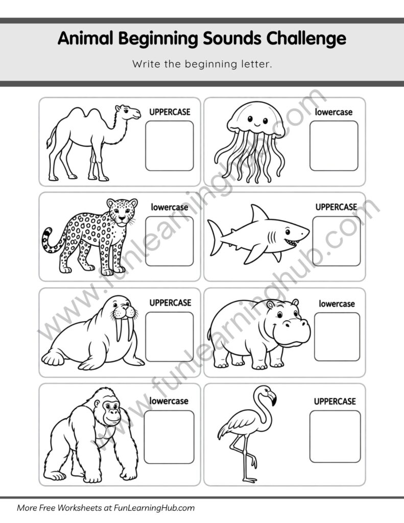 64 Free Beginning Sounds Worksheets for Kindergarten 50 Animal Beginning Sound #1
