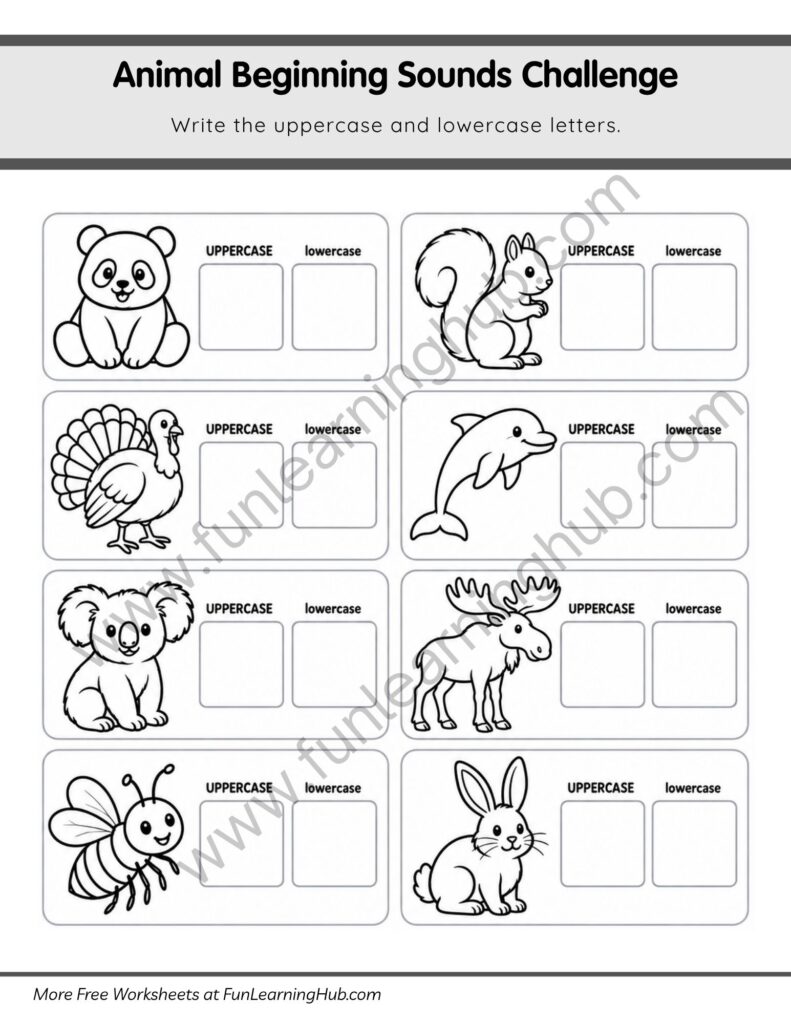 64 Free Beginning Sounds Worksheets for Kindergarten 51 Animal Beginning Sound #2
