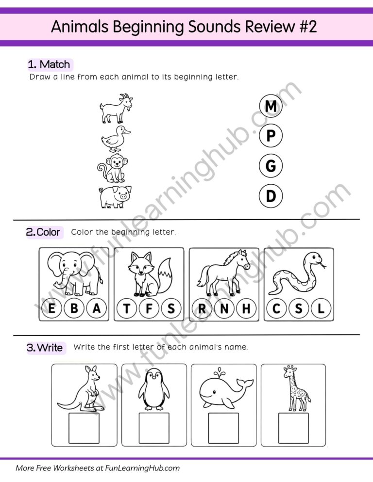 Animal Beginning Sounds Review #2 3 Animal Beginning Sounds Review #2
