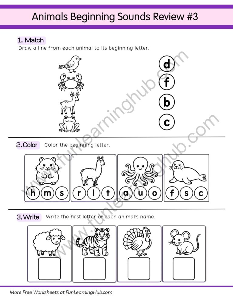 Animal Beginning Sounds Review #3 2 Animal Beginning Sounds Review #3