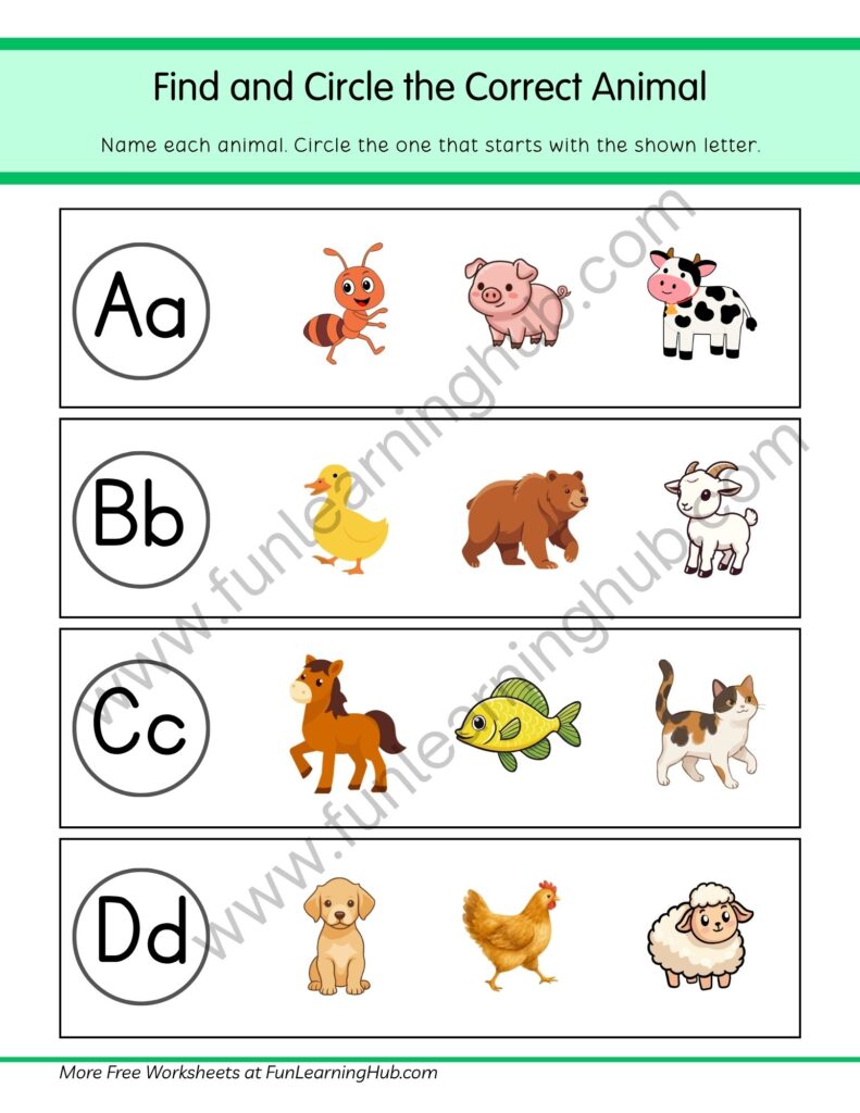 64 Free Beginning Sounds Worksheets for Kindergarten 56 Beginning Sound A-D