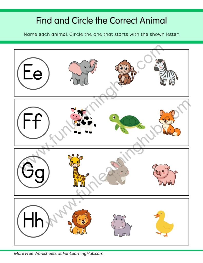 64 Free Beginning Sounds Worksheets for Kindergarten 57 Beginning Sound E-H