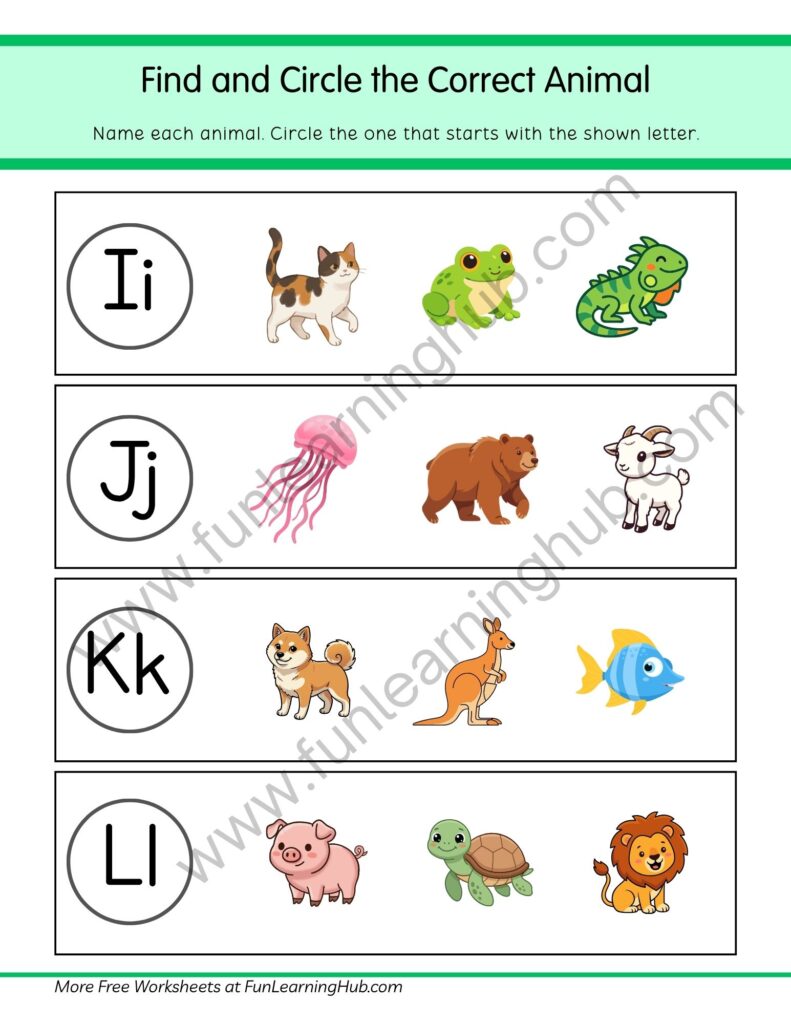 64 Free Beginning Sounds Worksheets for Kindergarten 58 Beginning Sound I-L