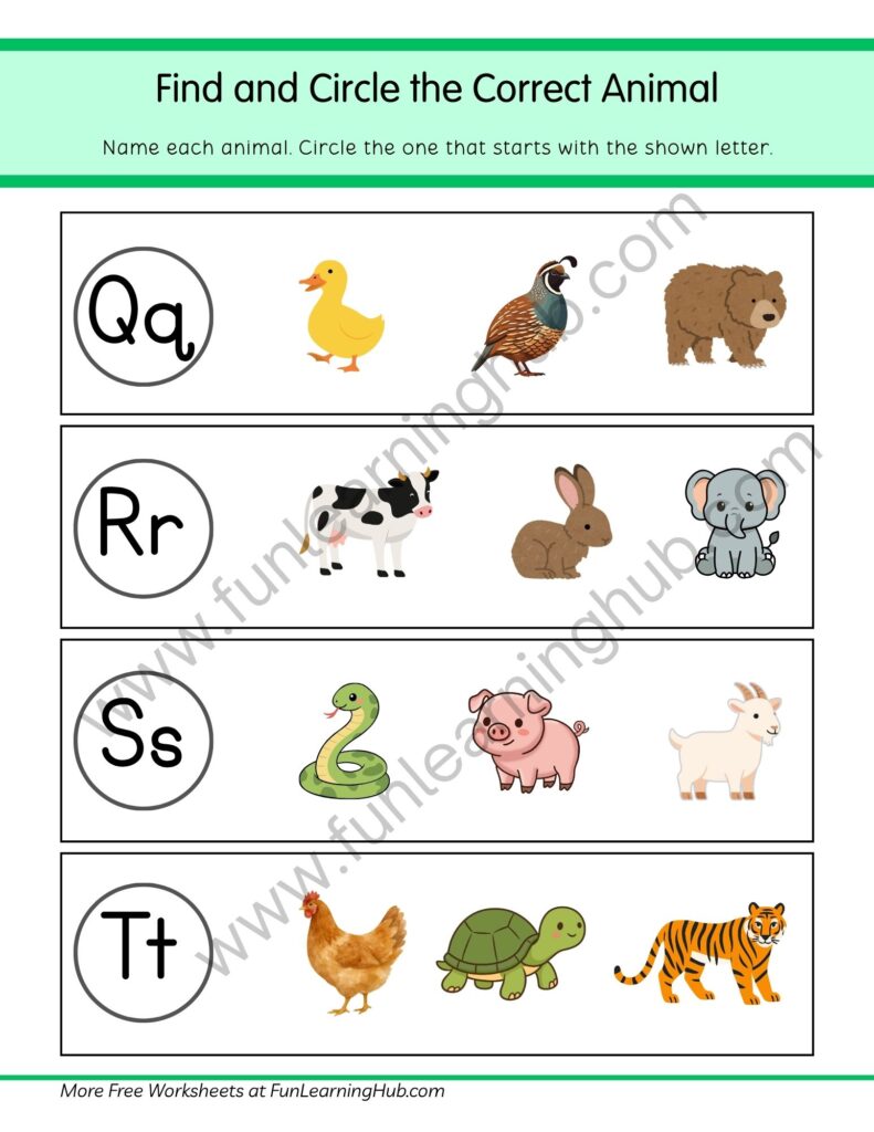 64 Free Beginning Sounds Worksheets for Kindergarten 60 Beginning Sound Q-T