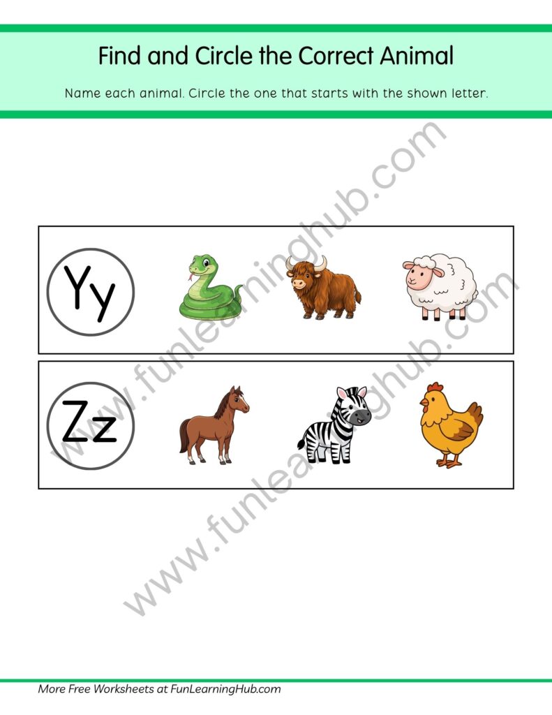 64 Free Beginning Sounds Worksheets for Kindergarten 62 Beginning Sound Y and Z
