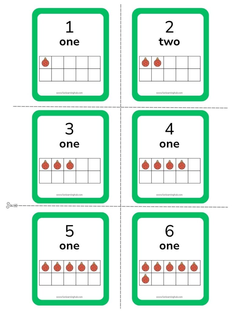 Ornament Ten-Frames Flashcards